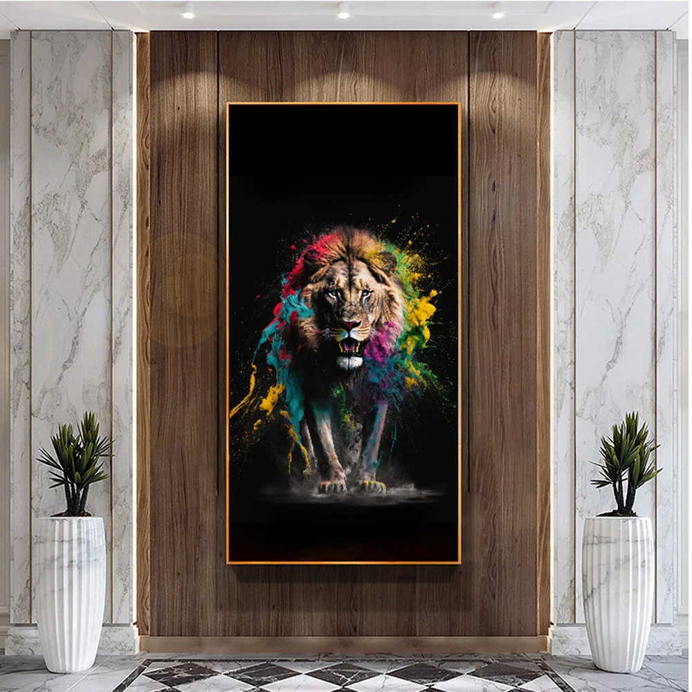 

Handmade Oil Painting Lion Vivid Color Large Canvas Modern Home Decor Animal Wall Art Picture For Living Room Decor Painting