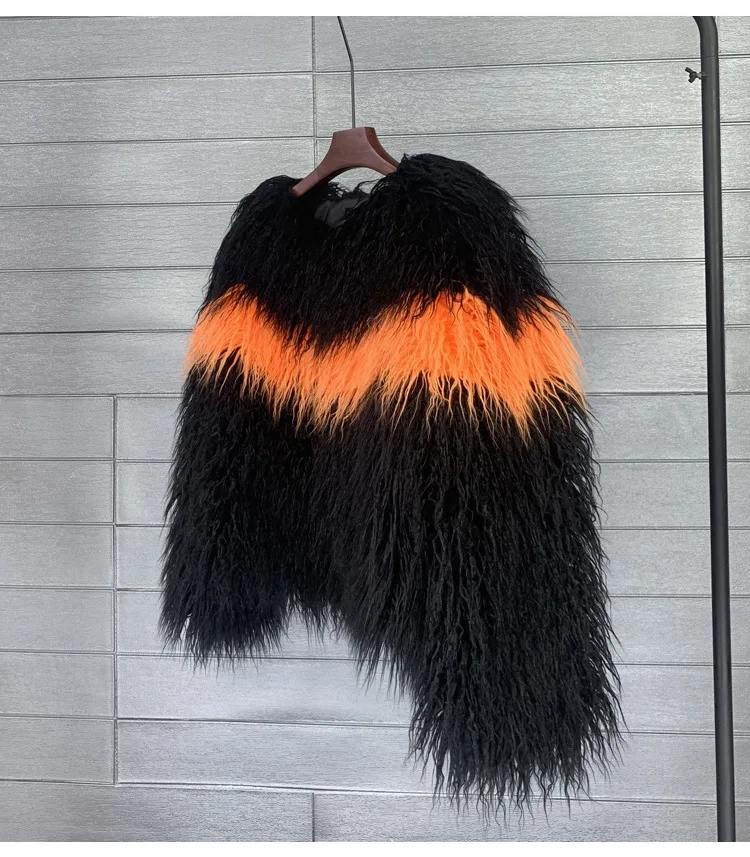 Vrouwen Bontjas Kleurrijke Harige Roze Lam Wol Faux Bontjas Vrouwelijke Shaggy Schapenvacht Jas Winter Kunstmatige Bont Jas