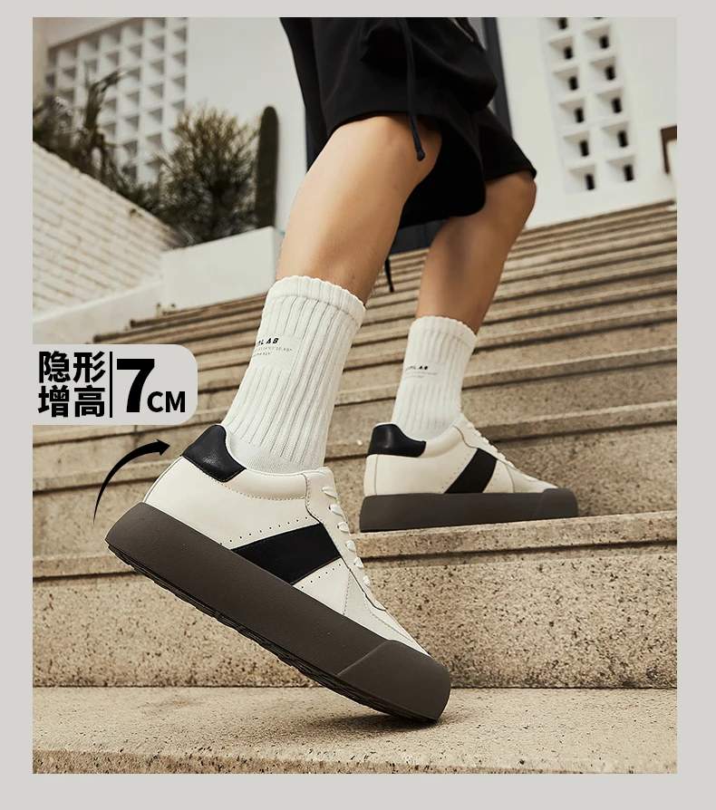 Mann Kuh Leder Turnschuhe Mode Aufzug Schuhe Höhe Erhöhen Einlegesohlen 7CM Leder Schuhe für Männer Casual Hohe Lift sport – Detail 16