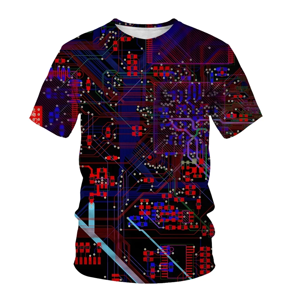 Fashionable New Electronic Chip Men's T-shirt Casual Cool Short Sleeved Round Neck Plus Size Comfortable Top