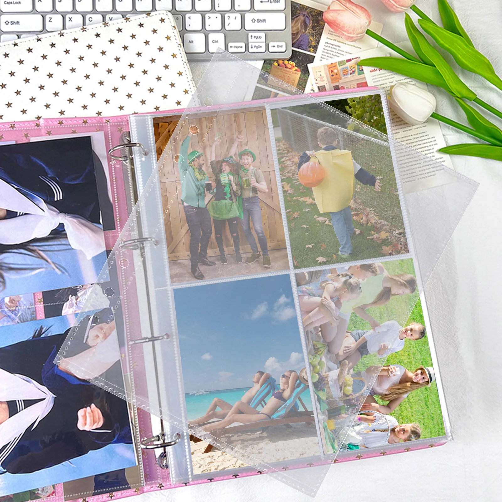 

PVC Transparent Photo Album Pages Storage Bags for A5 Inserts Sheet Protectors Reusable Binder File Pockets Office School