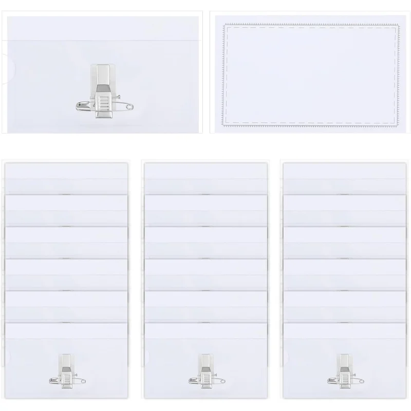 

20 Pcs Pin Style Name Badge Holders, Horizontal Name Badge Holders Clear Name Tags
