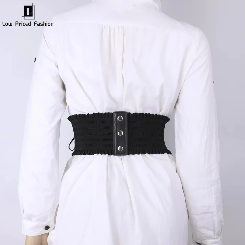 Lace Elastic Retro Pin Buckle Ladies's Cummerbunds Girdle Tie Rope Wide Multi-size Belts For Women On Shirt Dress Girdle Corset