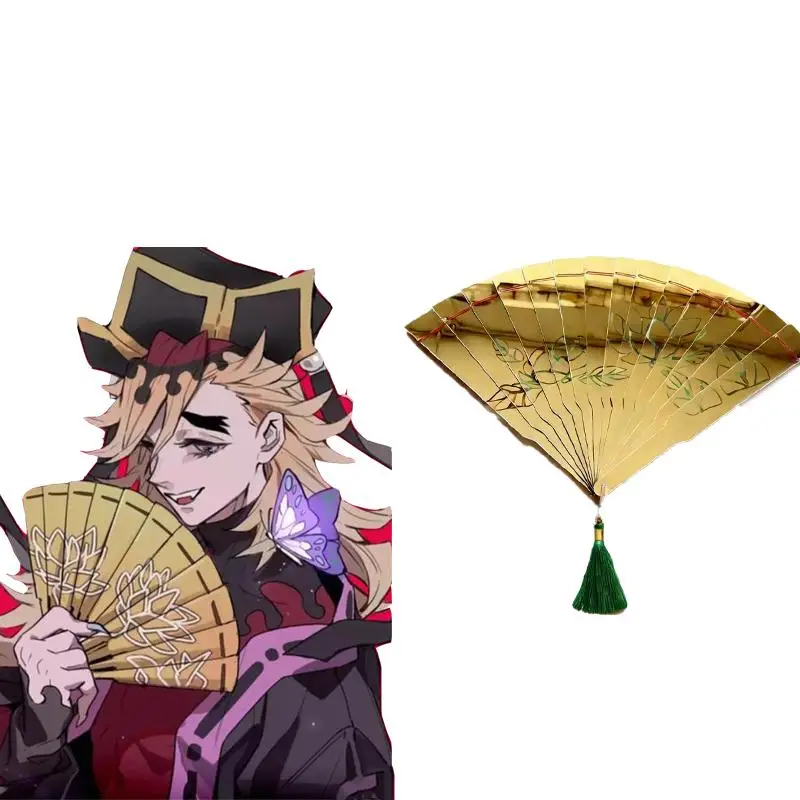leque-dobravel-de-acrilico-dourado-com-padrao-de-lotus-esculpido-acessorio-de-cosplay-do-douma-de-demon-slayer-adereco-para-festas-de-anime