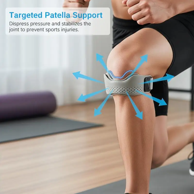 1Pcs Silicone Patellar Tendon Support Strap Adjustable Knee Support Pads For Men Women Sports, Running, Tennis, Jumpers Knee