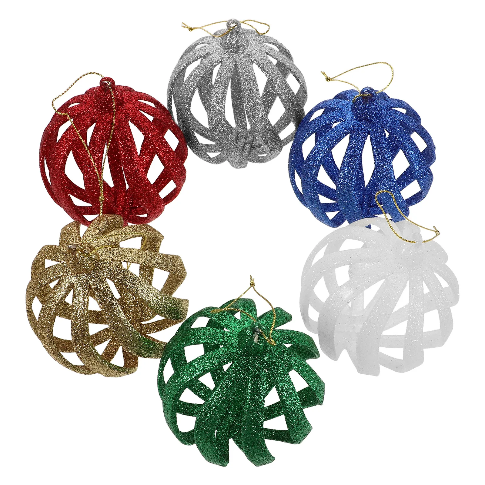 6Pcs Christmas Balls Glitter Plastic Baubles Lightweight Hanging Decorations Holiday Tree Ornaments DIY Party Wedding Decor