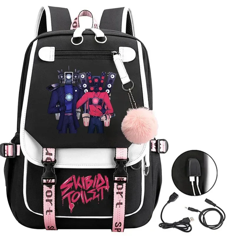 

Anime skibidi toilet USB backpack cameraman cosplay bags speaker man student schoolbag boy girls rucksack large capacity bookbag