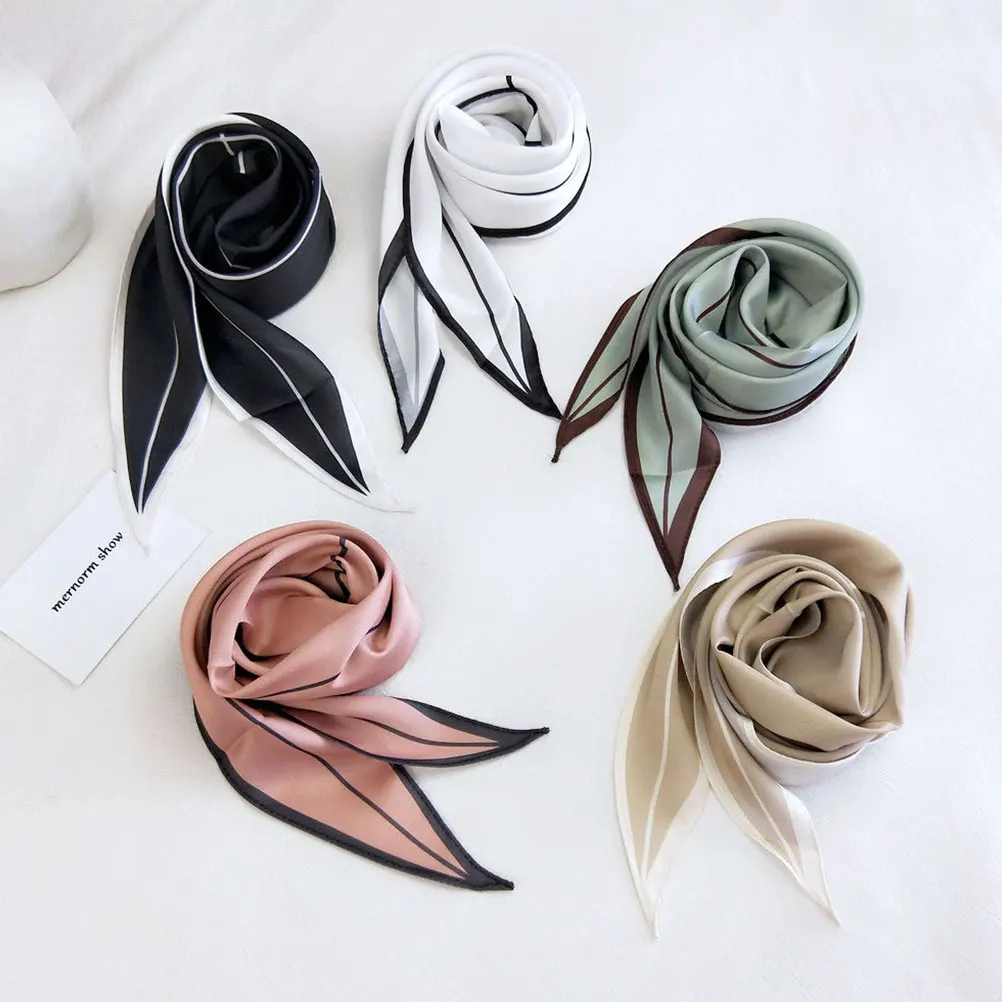 

Fashion Scarf Emulation Silk Women Lightweight Soft Breathable Dots Print Spring Warm Neck Clothes Accessory Sweet Style