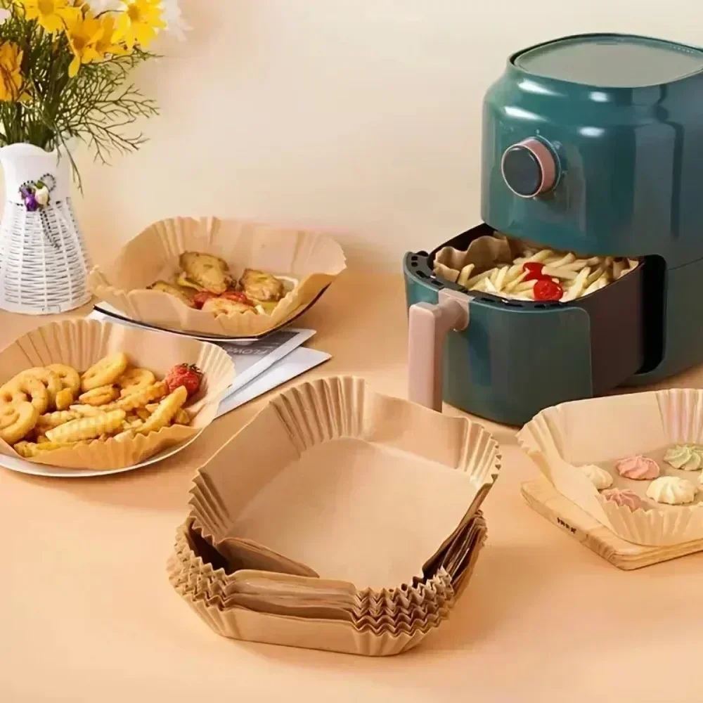 Non-stick Baking Mat 30/50pcs Airfryer Papers For Kitchen Airfryer Cooking Paper for Air Fryer Cake Baking Accessories Supplies