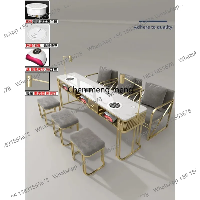 

New Smart Vacuum Cleaner Manicure Table And Chairs Set Single Double Triple Multifunctional Manicure Table Marble Desktop