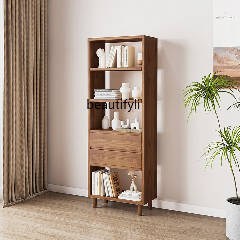 

Bookshelf shelf integrated against the wall living room, storage storage cabinet display cabinet solid wood bookcase simple