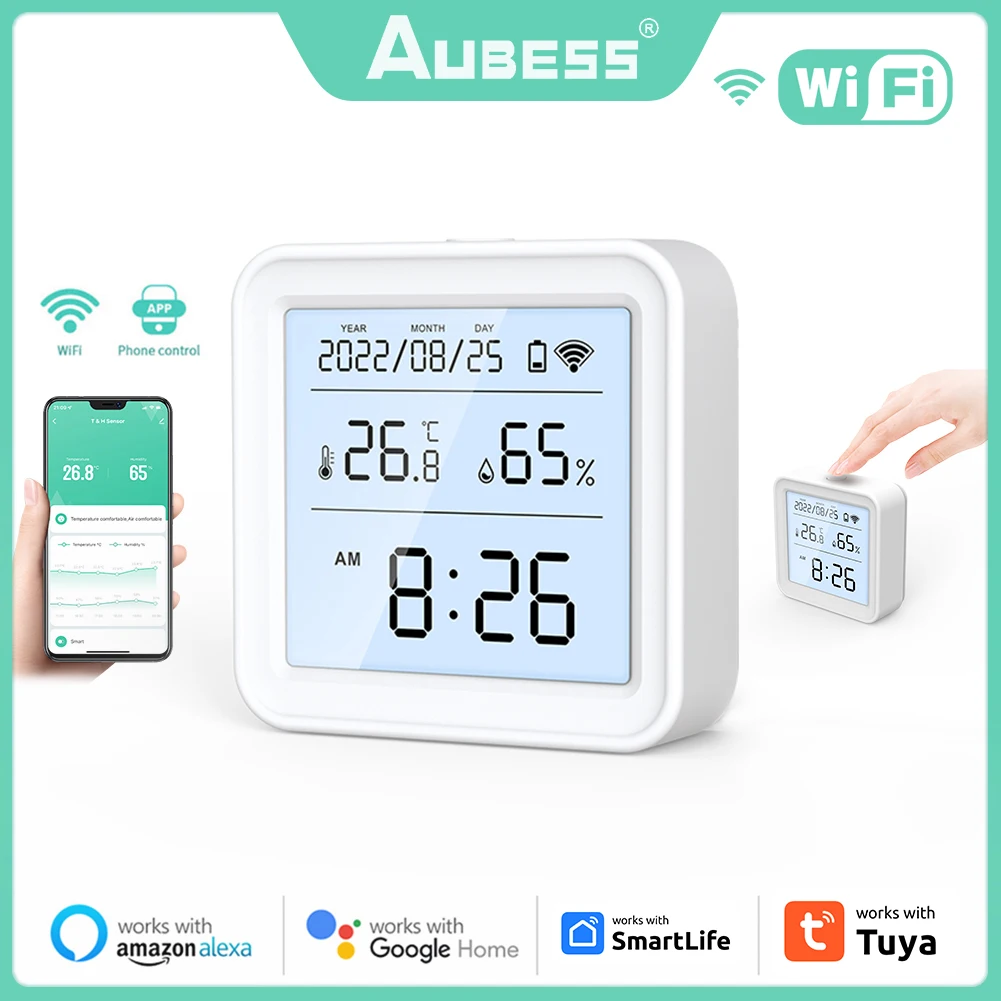 

Tuya WIFI Temperature Humidity Sensor Hygrometer Thermometer Smart Home Backlight Smart Life Support Alexa Google Assistant