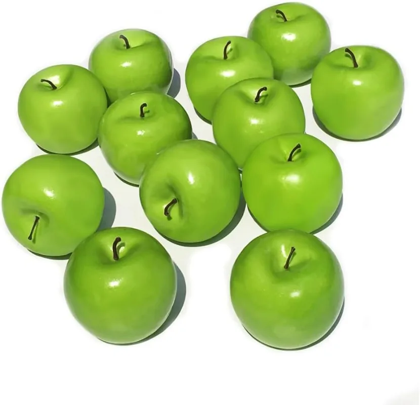 12pcs Artificial Green Apples Plastic Fake Fruit Kiwi Simulation Fruit Model for Home Kitchen Party Photoshoot Decoration