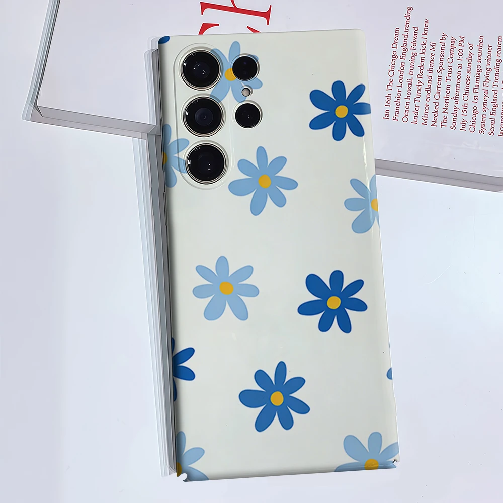 Two-Tone Daisy Phone Case for Samsung Galaxy S26 S25 Ultra S24 S23 Ultra Plus Glossy Double-layer Back Cover