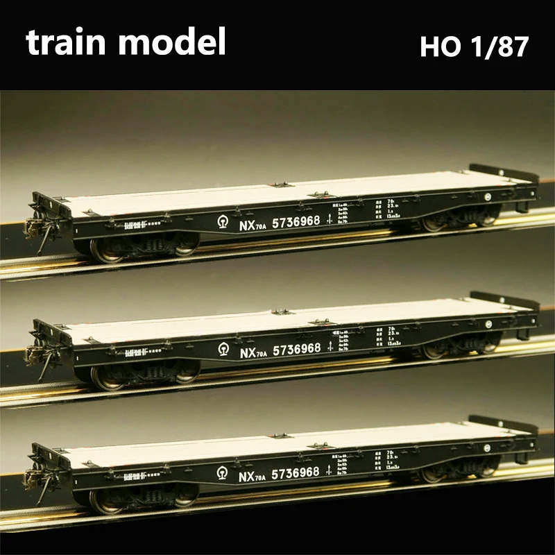 Modelo de carro de tren de tres coches 1/87 HO NX70A, carro plano de riel, diferentes números de coche, colección de juguetes, modelo de regalo