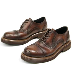 Derby  Vintage carved cowhide men's shoes all leather casual business wear men's shoes leather brogues