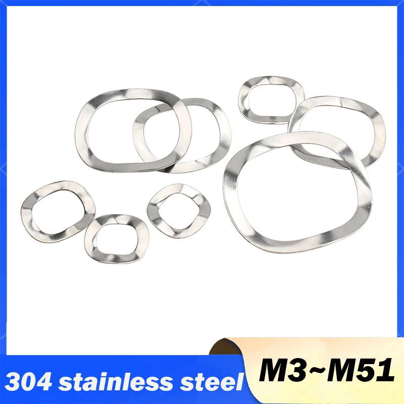 10/20/50/100/200pcs304 stainless steel M3 M5 M8 M14 M16 M19 M21 M23 M27 M51 Three Wave Crest Type Gasket Spring Washer