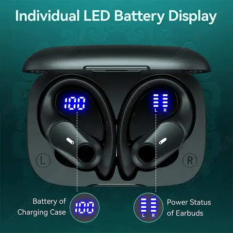 EARDECO Bluetooth 이어폰 5.0 마이크 버튼 제어 기능이 있는 진정한 무선 헤드폰 스포츠용 소음 감소 이어훅 헤드셋