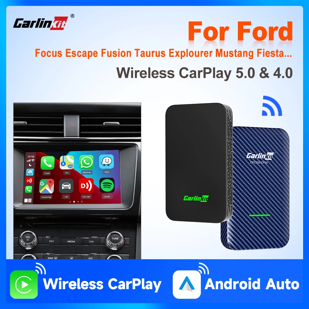 CarlinKit 5.0 & 4.0 Wireless Android Auto CarPlay Adapter For Ford Edge Escape Explorer Mustang Transit Evos Focus Fusion Fiesta