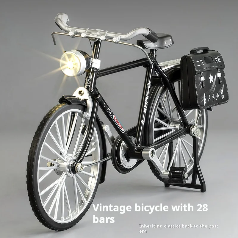 

1:10 Scale Retro Alloy Diecast Bicycle Premium Model Finger Mountain Bike With Light Toy Kid Gift Decoration Ornament One Pi