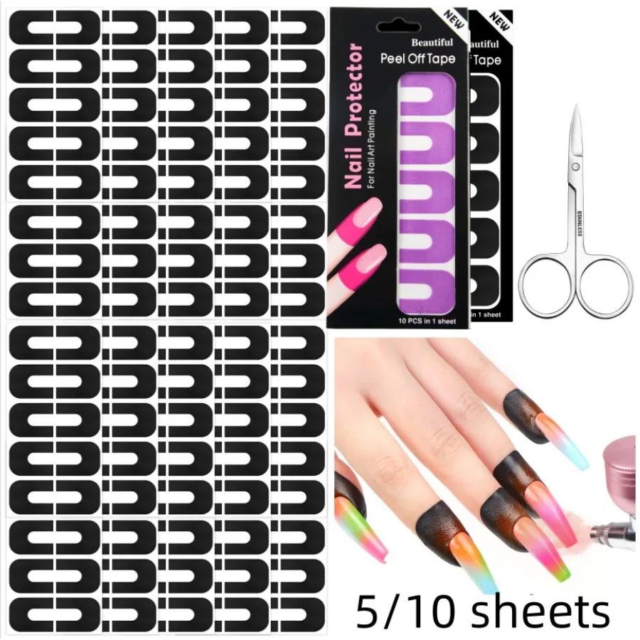 5/10 Sheets U-Shape Nail Art Anti-splash Sticker Nail Care Tape Nail Polish Overflow Prevention Protect Fingers Nail Art Tool