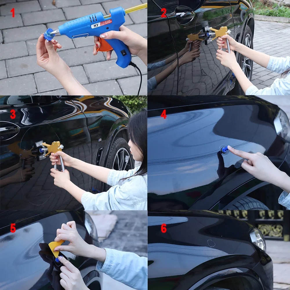 Car Body Paintless Dent Repair Tools Dent Repair Kit For Auto Hail Pit Dent Puller With Glue Puller Tabs Removal