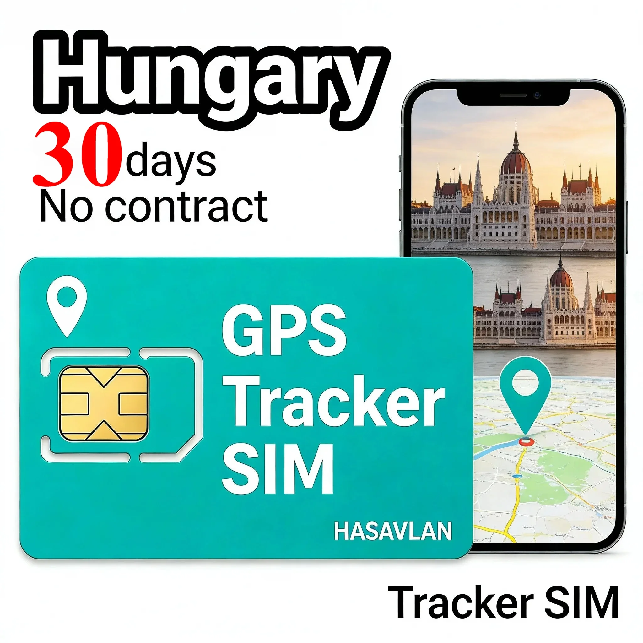 GPS Tracker SIM Card 30MB 30 Days Hungary 2G 3G 4G Multi Network 3 in 1 Data Only GPS Tracking Device