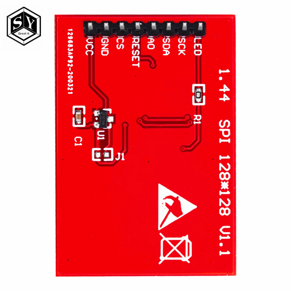 1PCS 3.3V 1.44 นิ้วโมดูลจอแสดงผล TFT LCD 128*128 หน้าจอสี SPI สําหรับ Arduino mega2560 STM32 SCM 51