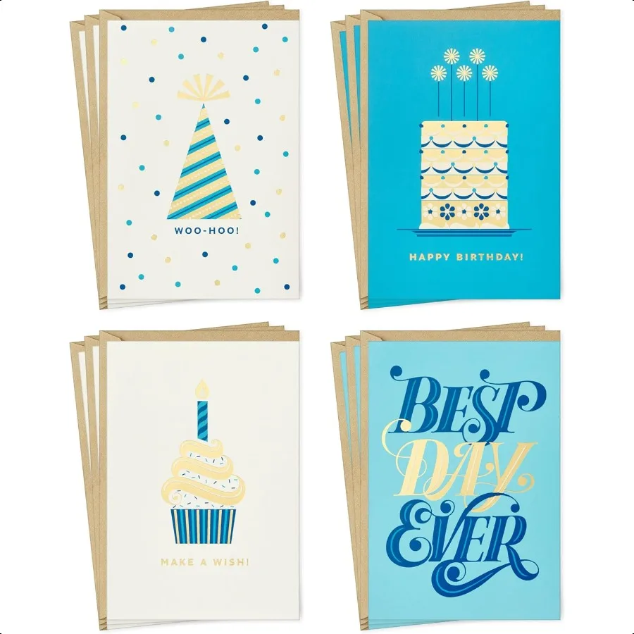 

Birthday Cards Assortment Vintage Happy Birthday 12 Cards with Envelopes