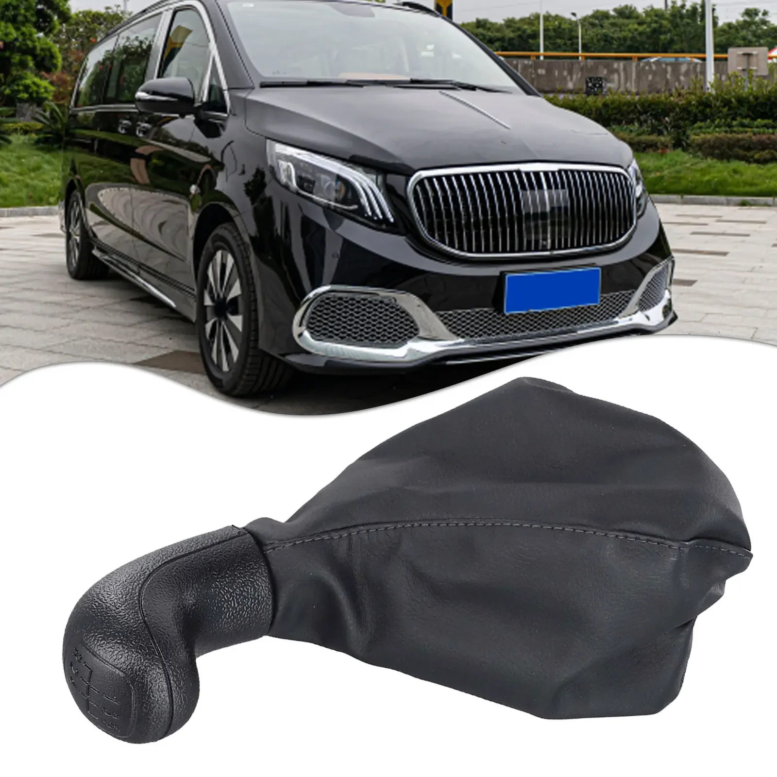 10mm Gear Shifter Knob PU ABS Material Black Leather Appearance Comfortable Grip Design Easy Installation Process