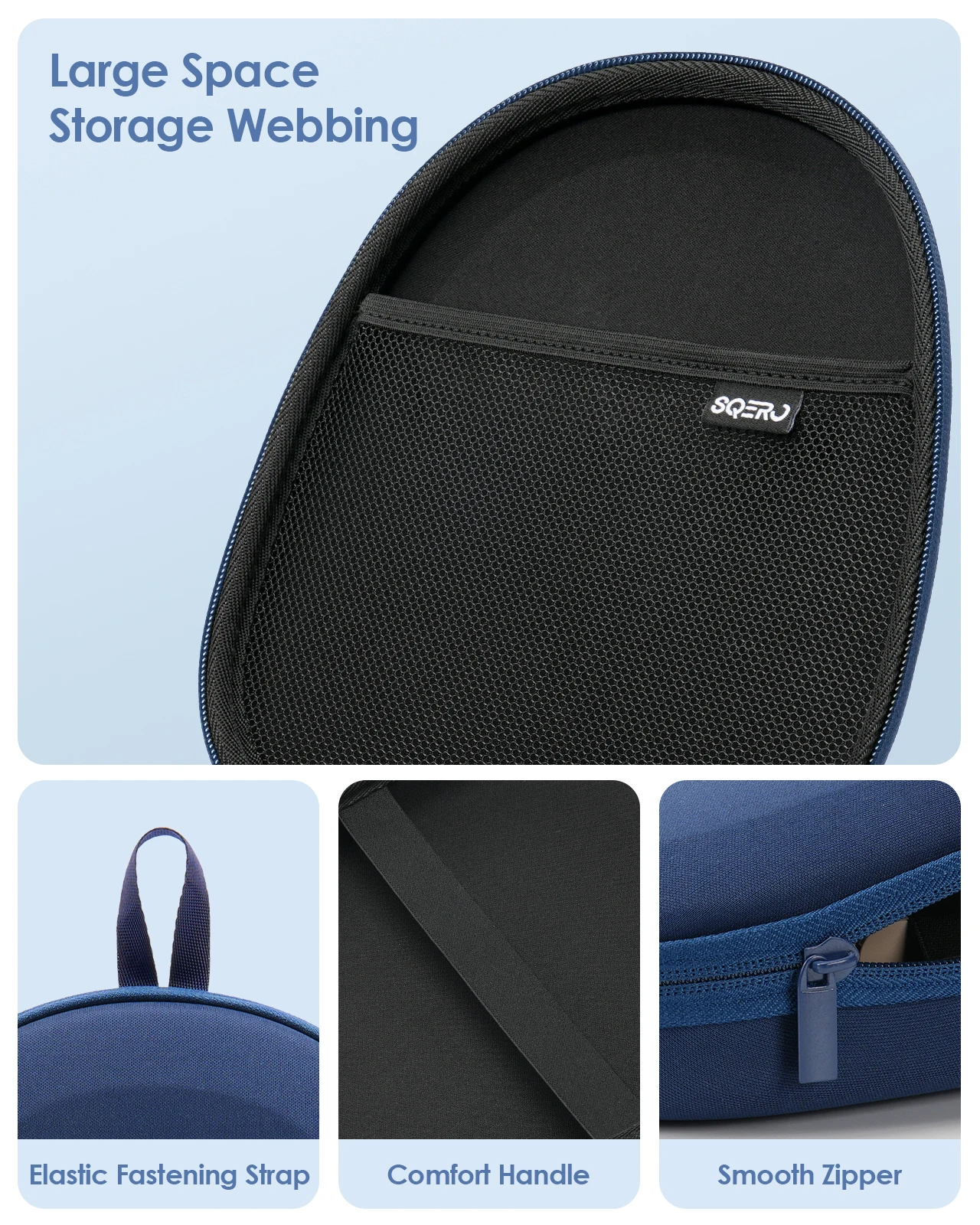 Yinke Hartschalen-EVA-Tasche, passend für Sony WH-CH720, JBL Tune 510, Soundcore Q30 Kopfhörer, stoßfest, staubdicht, tragbare Tasche mit mehreren Fächern. – Detail 6