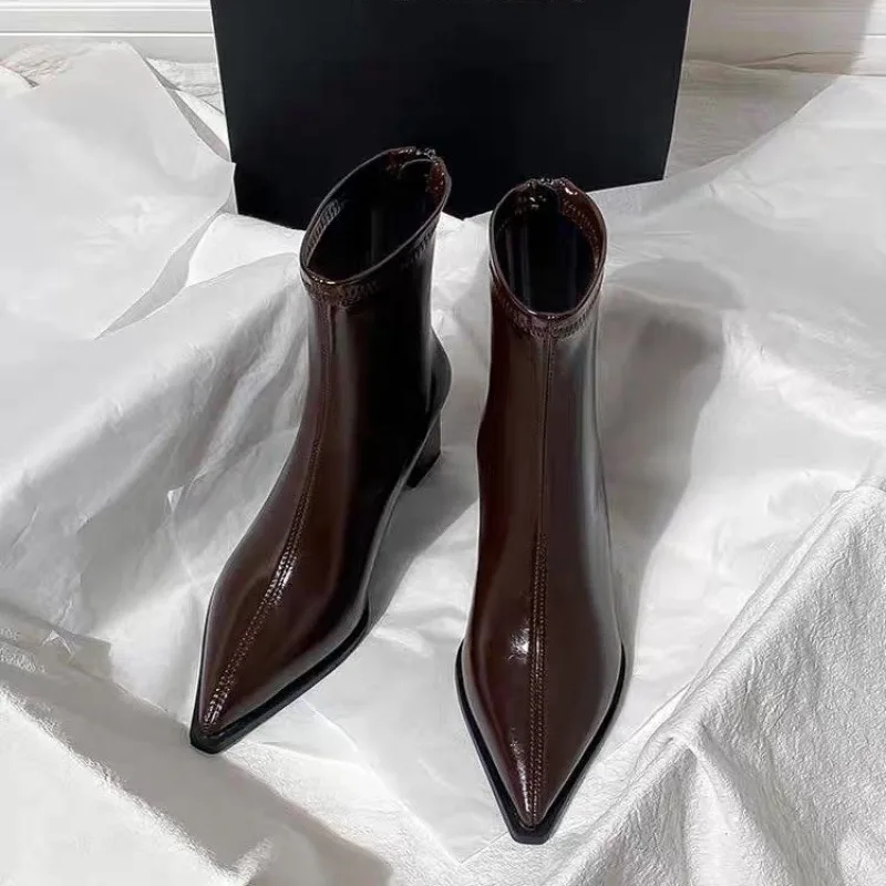 Chelsea Ankle Boots Basic High Heels Boots 2025 Women Fashion Pointed Toe Shoes Women Band Non-slip Comfortable Boots 222