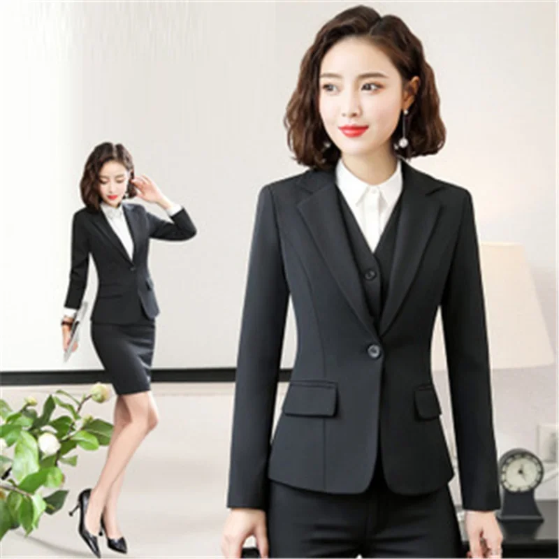 8816Spring and Autumn Business Wear Women's Long Sleeve Suit Interview Fashion Temperament Business Formal Wear Work Clothes