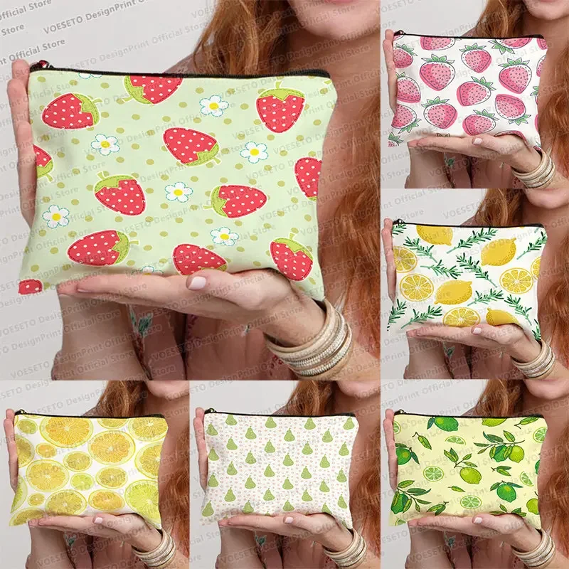 

Fully Printed Strawberry Lemon Style Travel Organizing Magical Women's Makeup Bag Traval Neccesary Cajas Organization Toilet Bag