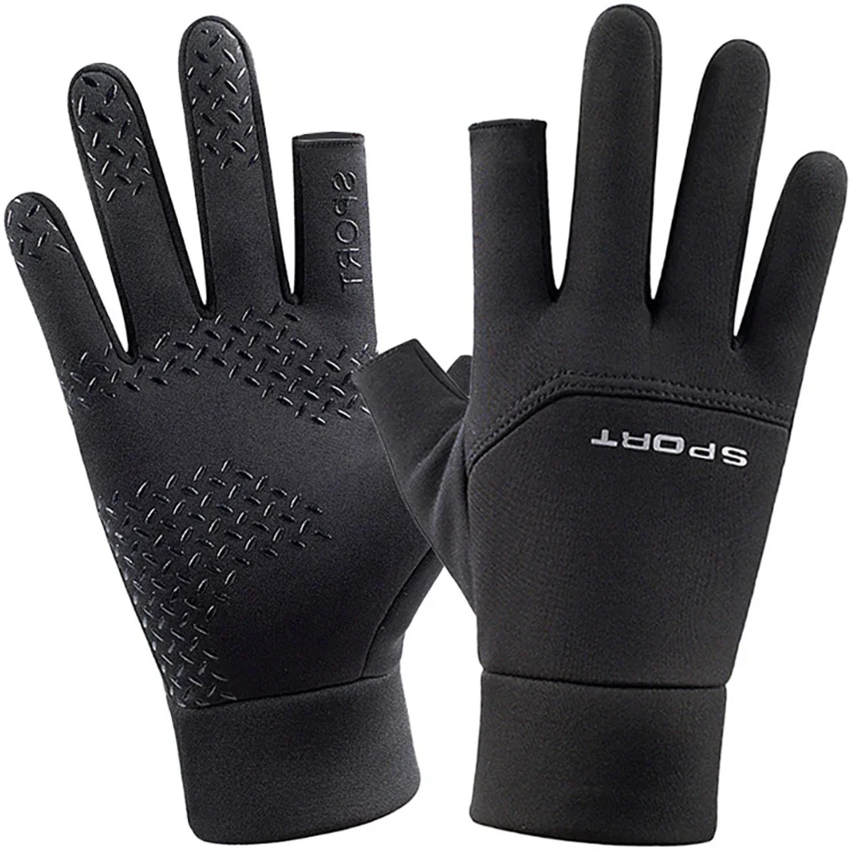 1 Pair Winter Fishing Gloves Women Men Universal Keep Warm Fishing Protection Anti-slip Gloves 2 Cut Fingers Outdoor Angling view 3
