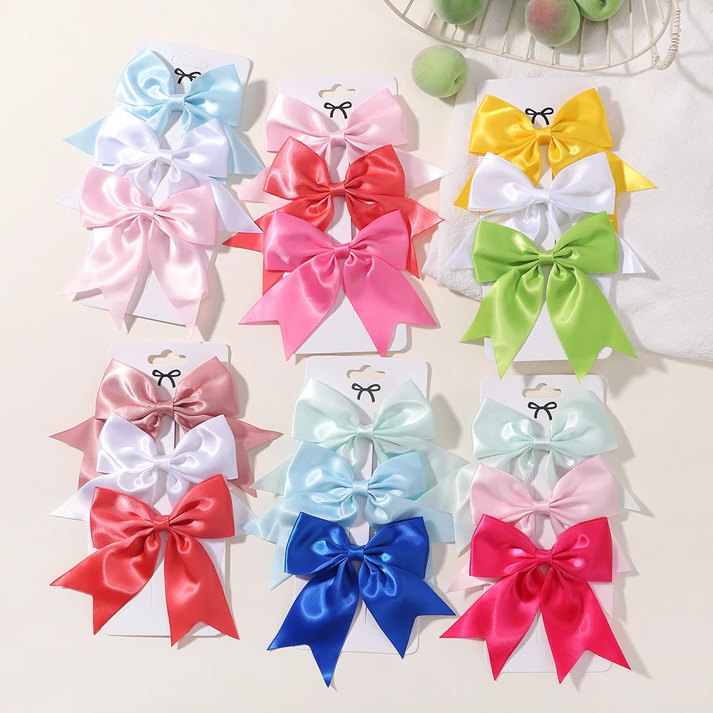 

3Pcs/Set Lovely Solid Color Ribbon Bows Hair Clip for Kids Girls Hairpins Barrettes Handmade Baby Headwear Hair Accessories