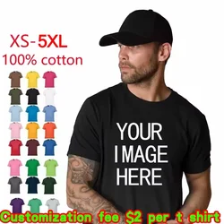100% Cotton Short Sleeve Solid Color O-neck Leisure Soft T-shirt Tops Tee Customized Print Your Own Design Printed Unisex Tshirt