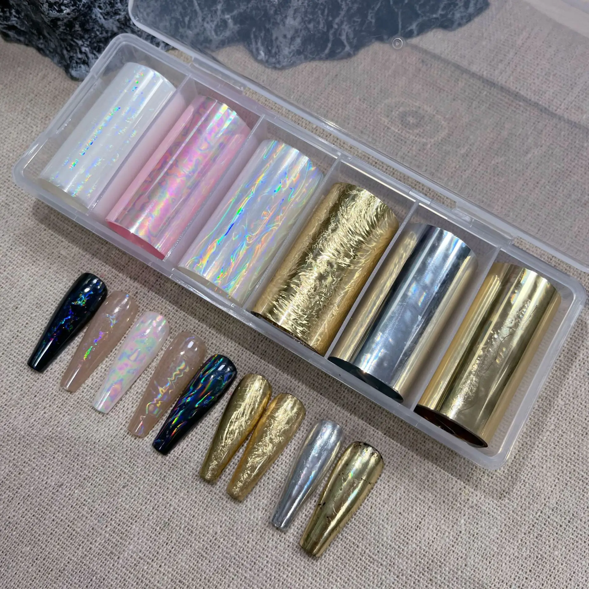 6 Stück Blumen-Süßigkeitspapier, Laser-Birnen-Nagelfolien für Transferpapier, Nägel, Wraps, holografische Nagelkunst-Dekorationen