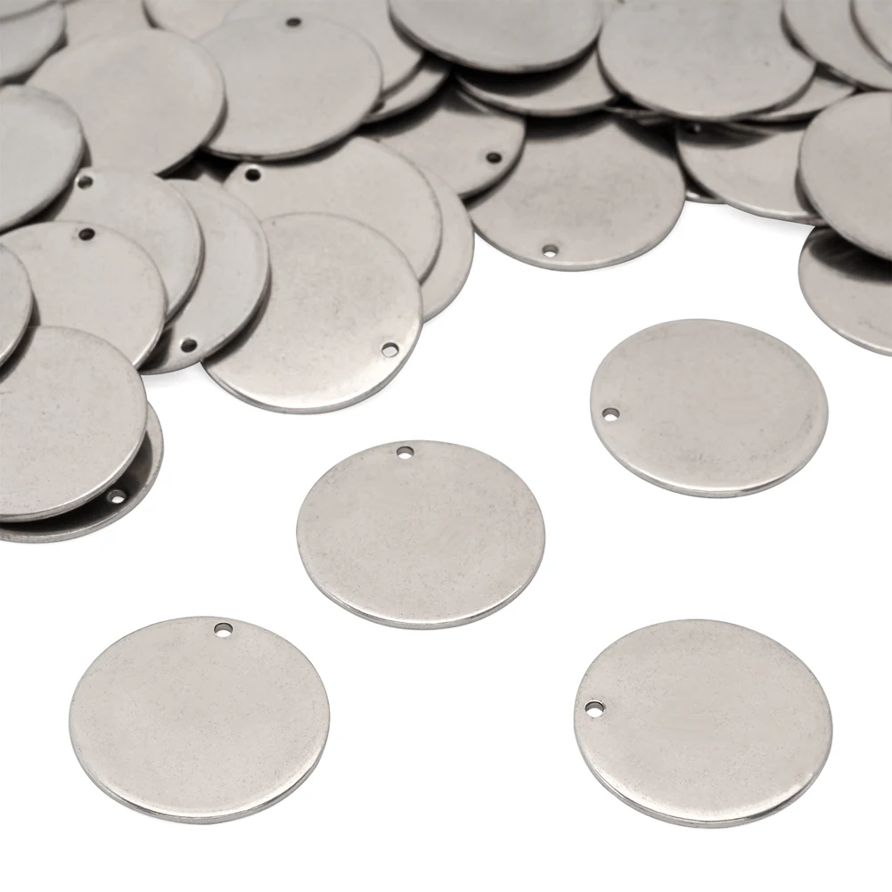 

50pcs 23x1mm 304 Stainless Steel Pendants Flat Round Stamping Blank Tag Pendants for Diy Jewelry Making Findings