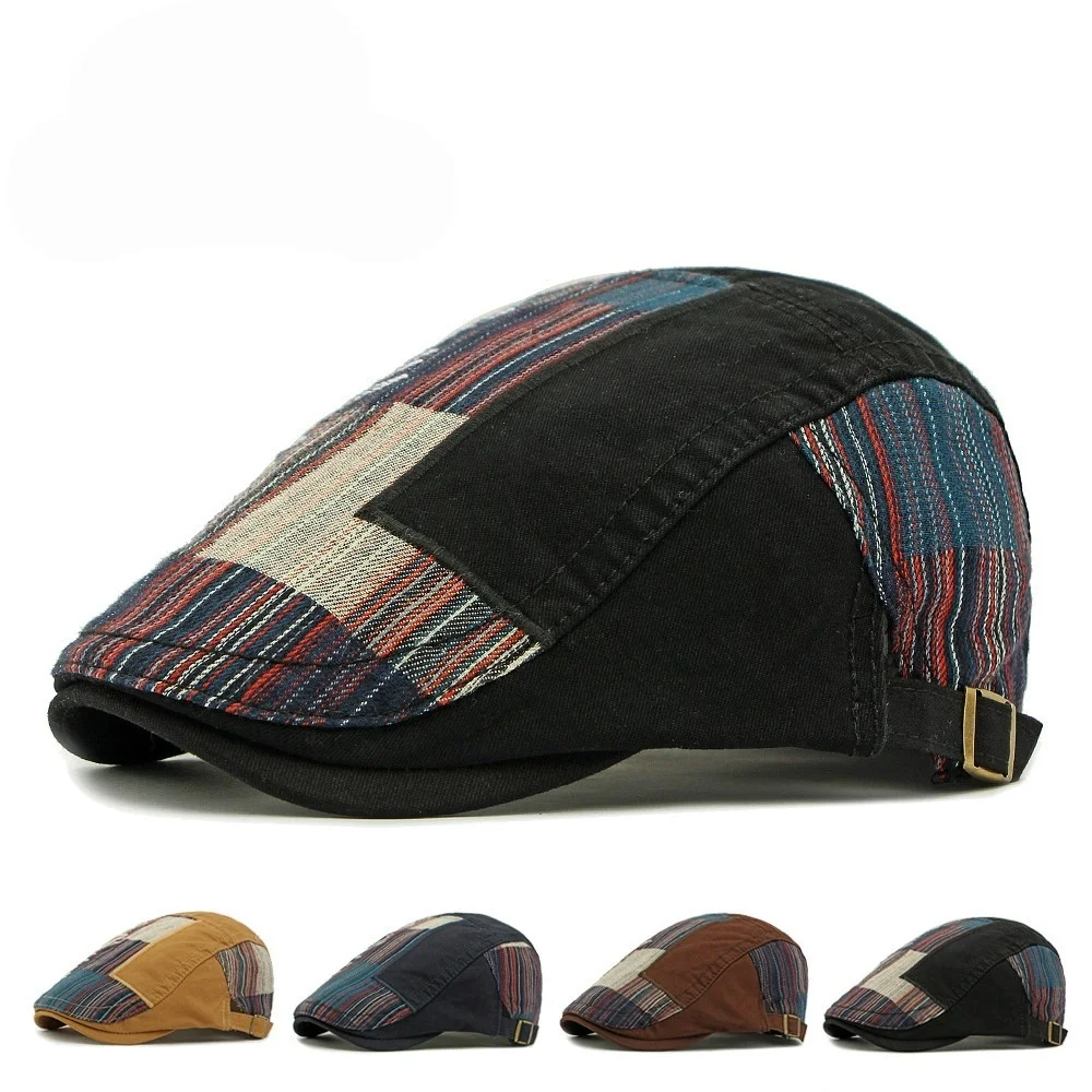 Unisex Post-Apocalyptic-Style, Artistic Retro Beret; Casual, Versatile Baseball Cap; Unique Patchwork Newsboy Cap