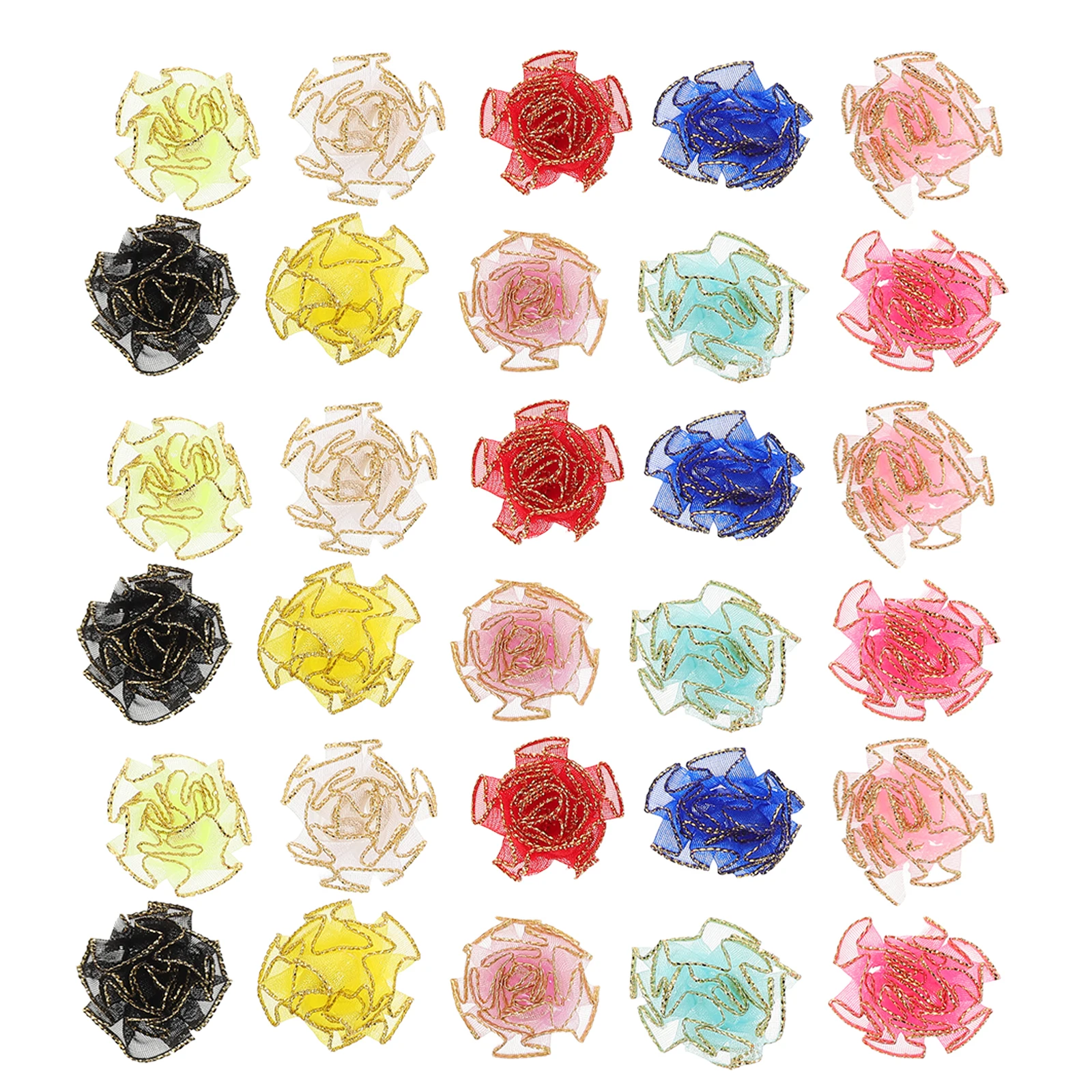 150 قطعة من رؤوس قرنفل الزهور المزخرفة، زينة مطرزة بالزهور الاصطناعية، زخرفة محاكاة شبكية وهمية