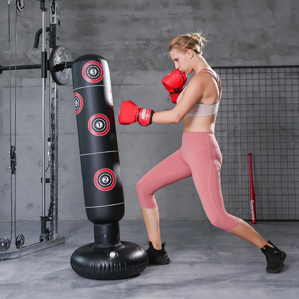 6ft Inflatable Punching Bag Boxing Training Stress Relief Sandbag with Pump