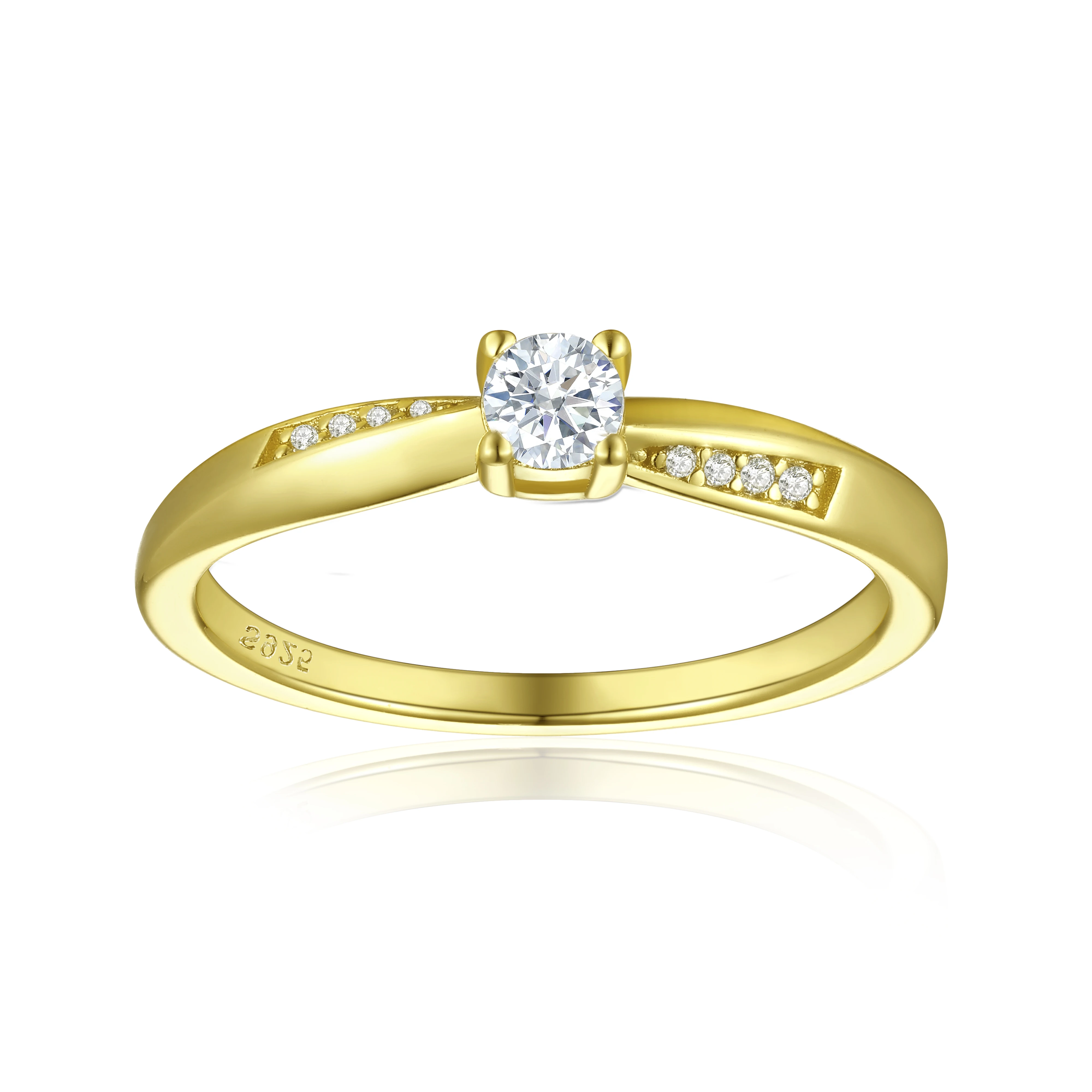 

Wholesale 925 Sterling Silver Engagement Ring 14k 18k Gold Plated round Shaped Zircon Stone Classic Style for Weddings Parties