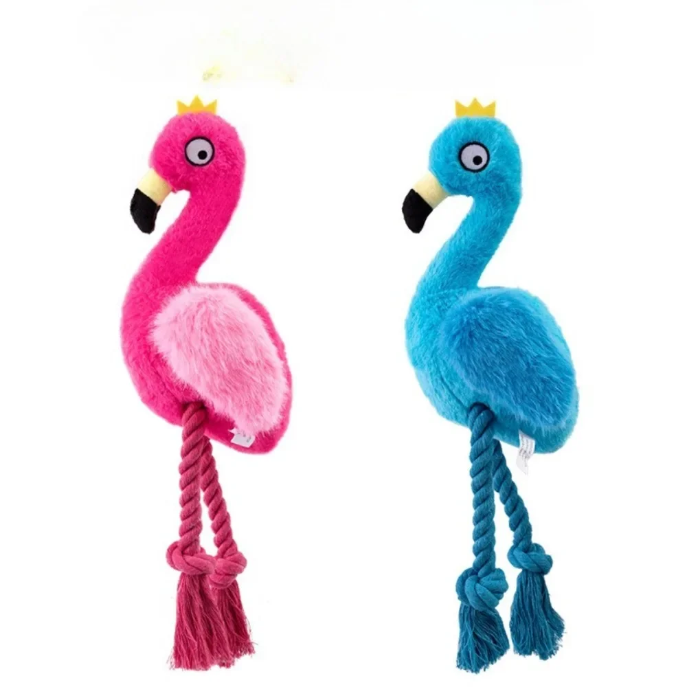 Plüsch Flamingo Hund Biss Seil Hund Spielzeug Sicher Langlebig Geflochtene Biss Hund Kauen Spielzeug Beständig Welpen Molaren Reinigung Zähne Baumwolle Seil