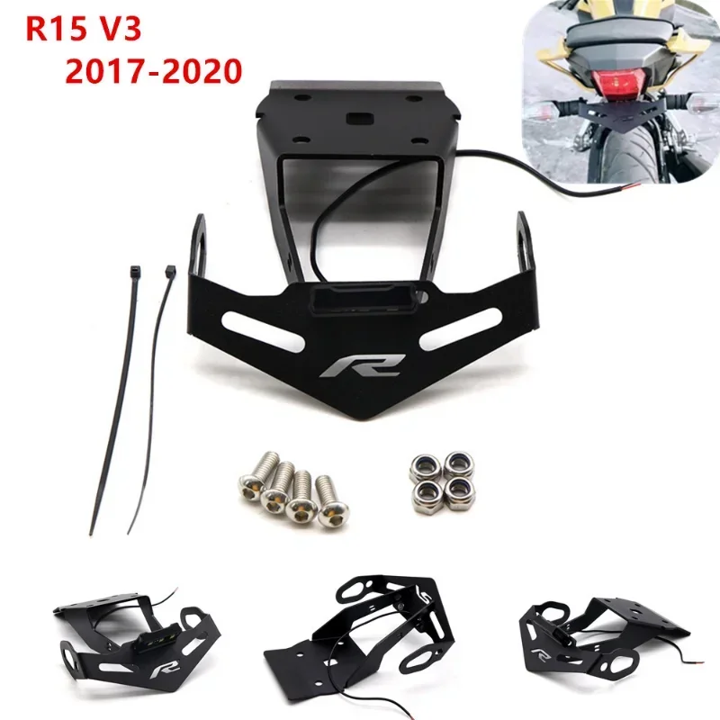 Soporte para matrícula de motocicleta Yamaha YZF R15 V3, eliminador de guardabarros limpio trasero con luz LED YZF-R15 V3.0 2017-2022