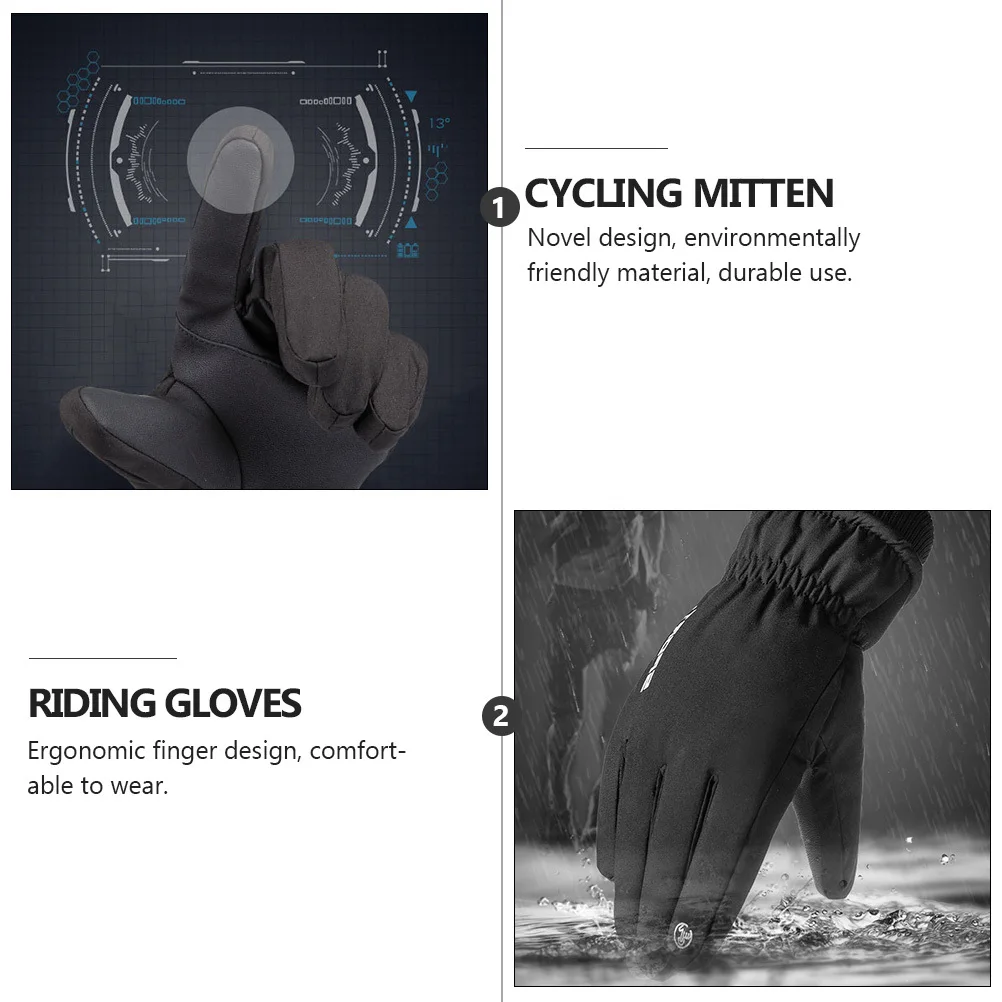 

1 пара зимних теплых противоскользящих ветрозащитных перчаток, утолщенные термовелосипедные лыжные перчатки для верховой езды на открытом воздухе, сенсорный экран, полный палец