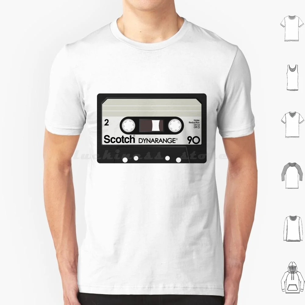 Cassette Scotch Dynarange 90 Футболка 6xl Хлопковая крутая футболка Cassette Retro Video Music Vaporwave Synthwave 80s 1980s Stereo Scotch