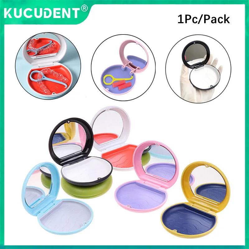 

Dental Denture Box Orthodontic Aligner Retainer Case Braces Storage Tray False Teeth Protective Container Oral Hygiene Mirror
