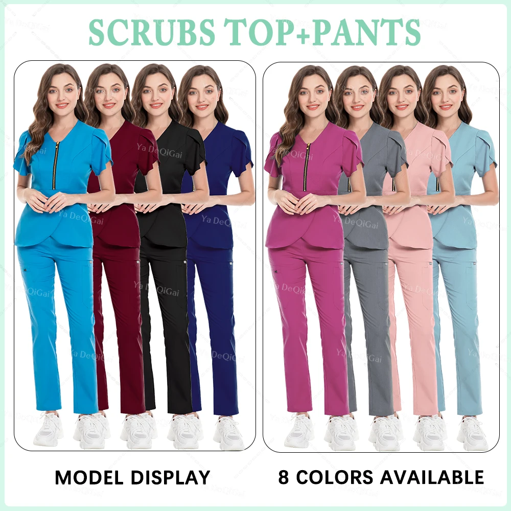 Spa Work Clothes Beauty Salon Workwear Surgical Uniforms Scrub Set Medical Nurse Clinical Scrubs Tops+Pants Doctor Nursing Suits