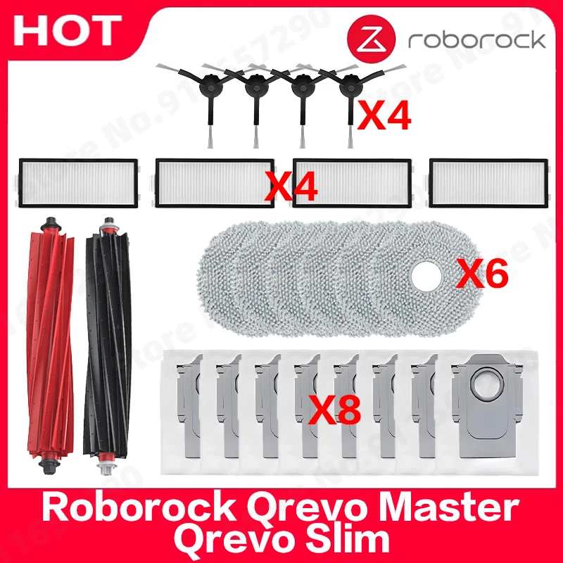 

Roborock Qrevo Master / Qrevo Slim Robot Vacuums Cleaner Accessory Main Side Brush Hepa Filter Mop Cloths Dust Bag Spare Part